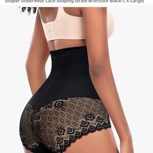 High-Waist Lace Control Briefs in Black